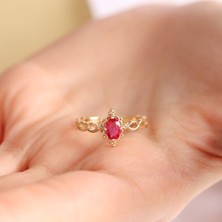 Sembol Gold Altın Vintage Yüzük 14 Ayar Ruby