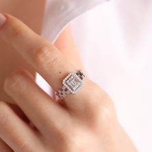 Sembol Gold Beyaz Altın Baget Yüzük Pars