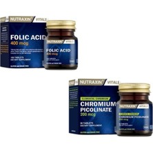 Nutraxin Folik Asit 400 Mcg 100 Tablet + Krom Minerali Içeren Takviye Gıda 200 Mcg 90 Tablet