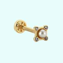 Sembol Gold Altın İnci Tragus Piercing 14 Ayar