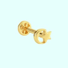 Sembol Gold Altın Ayyıldız Tragus Piercing 14 Ayar