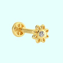 Sembol Gold Altın Çiçek Tragus Piercing 14 Ayar