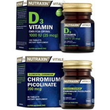 Nutraxin D3 Vitamini 1000 Iu 120 Tablet + Krom Minerali Içeren Gıda Takviyesi 90 Tablet