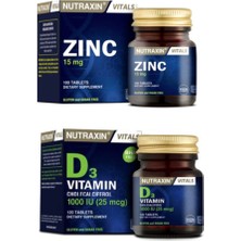 Nutraxin 15 Mg Çinko Minerali Içeren Takviye Edici Gıda 100 Tablet + D3 Vitamini 120 Tablet
