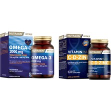 Nutraxin Omega 3 Balık Yağı 2000 Mg 60 Yumuşak Kapsül + Vitamin Max (C ,d, Zinc) 60 Tablet