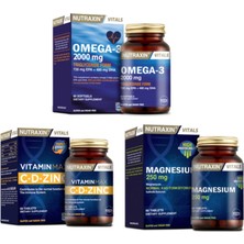 Nutraxin Omega 3 Balık Yağı 2000 Mg 60 Kapsül + Vitamin Max (C,d,zinc)60 Tablet + Magnesium 60 Tablet