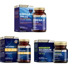 Nutraxin Omega 3 2000 Mg 60 Kapsül+ Vitamin Max (C,d,zinc) 60 Tablet + Selenium 100 Mcg 100 Tablet