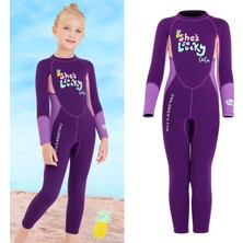 Strade Store 2.5mm Kız Tek Parça Uzun Kollu Dalış Tam Wetsuit Yüzmek Sörf Takım Elbise Xxl