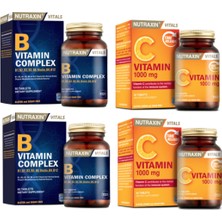 Nutraxin B1, B2, B3, B5, B6, B12 Içeren B Vitamini 60 Tablet X2 Adet + C Vitamini 1000 Mg 30 Tablet X2 Adet