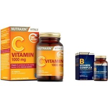 Nutraxin B1, B2, B3, B5, B6, B12 Içeren B Vitamin ve C Vitamin 1000 Mg 30 Tablet