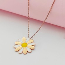 925 Gümüş Gümüş Papatya Model Kolye 925 Ayar