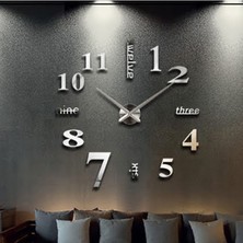 Otantik Dekoratif 3D Duvar Saati Pleksi Ayna Büyük Boy