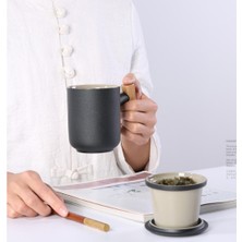 Three Beans Seramik Çay Bardağı Set Güzel Sevimli Fincan Çin Çaydanlık Filtre ve Kapak ile Yüksek Dereceli Ofis Çay Bardağı Veya Seyahat Çay Seti | Çay Fincanı (Siyah) (Yurt Dışından)