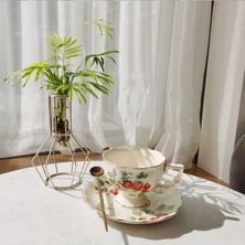 Three Beans Ins Avrupa Retro Kahve Fincanı / Tabağı Set Seramik Büyük Seramik Çaydanlık Teacup Fransız Restoran Bar Kupası Ev Dekorasyon Hediye | Kahve Kupası ve tabak Setleri (Yurt Dışından)