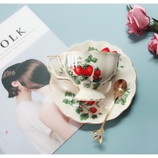 Three Beans Ins Avrupa Retro Kahve Fincanı / Tabağı Set Seramik Büyük Seramik Çaydanlık Teacup Fransız Restoran Bar Kupası Ev Dekorasyon Hediye | Kahve Kupası ve tabak Setleri (Yurt Dışından)
