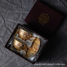 Three Beans Lüks Avrupa Kahve Fincanı Çift Set Vintage Ingiliz Kupa Kemik Çini Mısır Çift Tasarım Espresso Süt Tazas Güzel Kupalar | Kahve Kupaları ve kupalar (Yurt Dışından)
