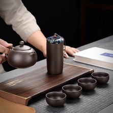 Three Beans Yaratıcı Mor Kil Seramik Kupası Kung Fu Çay Seti Kupası Taşınabilir Seyahat Çaydanlık Seyahat Çay Seti Hediye Çay Seti | Teaware Setleri (Yurt Dışından)