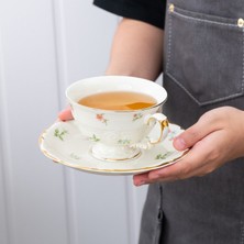 Three Beans Fransız Retro Phnom Penh Kahve Fincanı Daire Seramik Çiçek Fincan Küçük Taze Çiçekler Süt Çay Bardağı Öğleden Sonra Çay (Yurt Dışından)