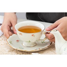 Three Beans Fransız Retro Phnom Penh Kahve Fincanı Daire Seramik Çiçek Fincan Küçük Taze Çiçekler Süt Çay Bardağı Öğleden Sonra Çay (Yurt Dışından)