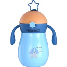 Three Beans 260 ml Karikatür Bebek Termos Kupası Çocuk Kupası Yumuşak Borulu Saman Sippy Kupası Yerçekimi Topu Su Kupası Su Şişesi | Kupalar (Mavi) (Yurt Dışından)