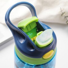Three Beans 480 ml Karikatür Sevimli Dinozor Bebek Besleme Kupası Kalınlaşmak Çocuklar Öğrenmek Içme Su Straw Bottle Duckbill Cup Eğitim Şişesi | Kupalar (Mavi) (Yurt Dışından)