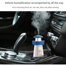 Three Beans Güzel Deniz Feneri Ultrasonik Hava Nemlendirici DC5V USB Su Difüzörü 150 ml Gece Lambası Mist Maker Araba Nemlendirici | Nemlendiriciler (Mavi) (Yurt Dışından)