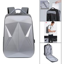 Yeajion Laptop Sırt Çantası Sert Kabuk Bookbag Ile USB Portu Iş Çantası Erkekler Için Gri (Yurt Dışından)