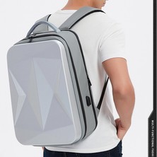 Yeajion Laptop Sırt Çantası Sert Kabuk Bookbag Ile USB Portu Iş Çantası Erkekler Için Gri (Yurt Dışından)