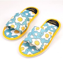 Chochili Unisex Yeşil Yumurta Desenli Önü Açık Yumuşak Tabanlı Ev Terlik