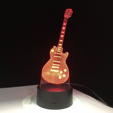 Three Beans 3D Elektro Gitar LED Lamba USB Masa Lambası Bebek Uyku Gece Işık Müzik Uzaktan Kumanda Çocuk Hediyeler | LED Gece Işıkları (Yurt Dışından)