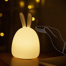 Three Beans Tavşan LED Gece Işık Dokunmatik Sensör Renkli USB Şarj Edilebilir Karikatür Silikon Bunny Lamba Çocuklar Için Bebek Yatak Odası Başucu Hediye | LED Gece Işıkları (Yurt Dışından)