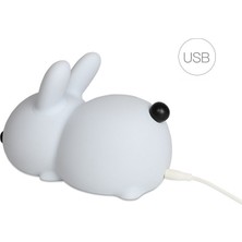 Three Beans Tavşan LED Gece Işık Silikon Hayvan Karikatür Kısılabilir Lamba USB Şarj Edilebilir Çocuklar Çocuklar Için Bebek Hediye Başucu Yatak Odası | LED Gece Işıkları (Yurt Dışından)