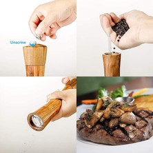 Three Beans 2 Adet Ahşap Tuz ve Karabiber Değirmeni, Ayarlanabilir Manuel Tuz Değirmeni, Akasya Ahşap, Seramik Çekirdek ile Biber Değirmeni | Tuz Domuzları, Mahzenler ve sunucular (Yurt Dışından)