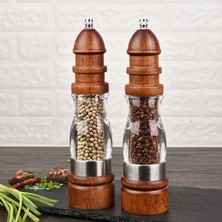 Three Beans 2 Adet Ahşap Tuz ve Karabiber Değirmeni Set Ahşap ve Akrilik Değirmenler, Ayarlanabilir Kaba Seramik Öğütücü | Tuz Domuzları, Mahzenler ve sunucular (Yurt Dışından)