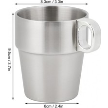 Three Beans 6 Adet / Takım Paslanmaz Çelik Istiflenebilir Su Kahve Fincanı Kupası Tutucu ile Set Standı Tek Kullanımlık Çift Katmanlı Anti Haşlanma Kahve Kupası | Teacups (Yurt Dışından)