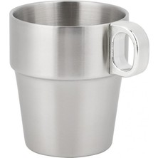 Three Beans 6 Adet / Takım Paslanmaz Çelik Istiflenebilir Su Kahve Fincanı Kupası Tutucu ile Set Standı Tek Kullanımlık Çift Katmanlı Anti Haşlanma Kahve Kupası | Teacups (Yurt Dışından)