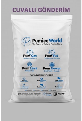 Pumice World Ben-Cat Topaklanan, Doğal, Kokusuz, 20 Litre Bentonit Kedi Kumu Çuvallı Gönderilir