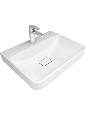 Kale Zero 2.0 Armatür Bantlı Dikdörtgen Tezgah Üzeri Lavabo 60X45CM Beyaz