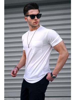 Madmext Beyaz Basic Triko Tişört