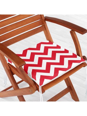 RealHomes Zigzag Resimli Dekoratif Kare Sandalye Minderi 40X40Cm Fermuarlı