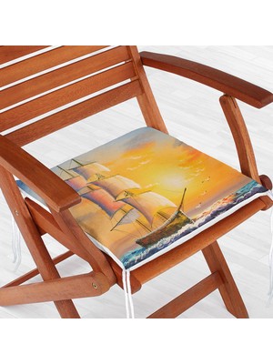 Realhomes Manzara Desenli Dekoratif Kare Sandalye Minderi 40x40cm Fermuarlı