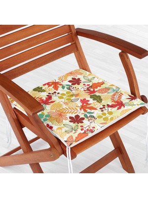 Realhomes Yaprak Desen Dekoratif Kare Sandalye Minderi 40x40cm Fermuarlı