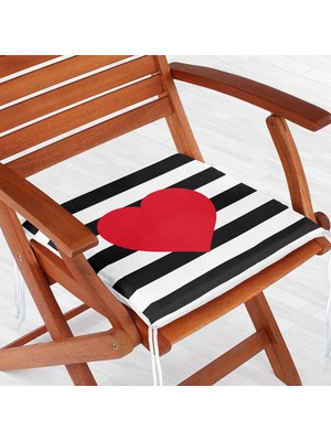 RealHomes Modern Kalp Desen Dekoratif Kare Sandalye Minderi 40X40Cm Fermuarlı