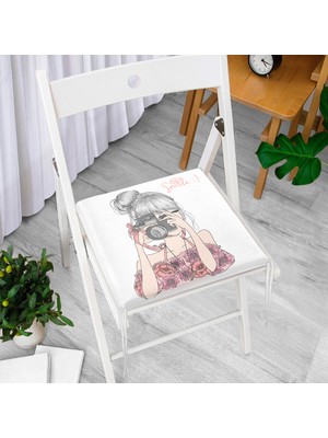 Realhomes Fashion Girl Dekoratif Kare Sandalye Minderi 40x40cm Fermuarlı