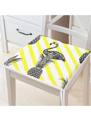 Realhomes Flamingo Desen Dekoratif Kare Sandalye Minderi 40x40cm Fermuarlı