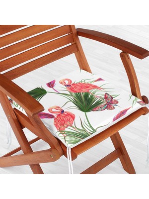 Realhomes Flamingo Desen Dekoratif Kare Sandalye Minderi 40x40cm Fermuarlı