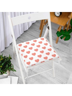 Realhomes Kalp Desenli Dekoratif Kare Sandalye Minderi 40x40cm Fermuarlı