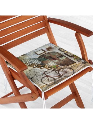 Realhomes Manzara Desenli Dekoratif Kare Sandalye Minderi 40x40cm Fermuarlı