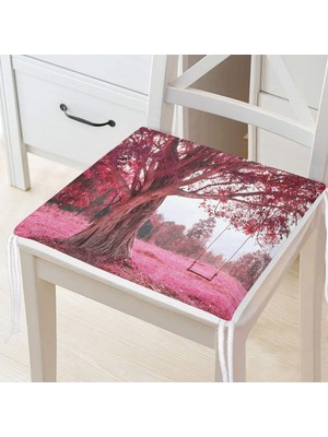Realhomes Çiçek Temalı Dekoratif Kare Sandalye Minderi 40x40cm Fermuarlı