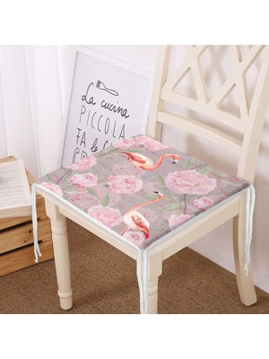 Realhomes Flamingo Desen Dekoratif Kare Sandalye Minderi 40x40cm Fermuarlı